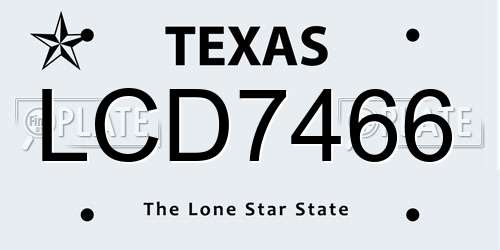 LCD7466 Texas License Plate