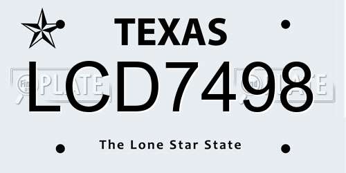 LCD7498 Texas License Plate