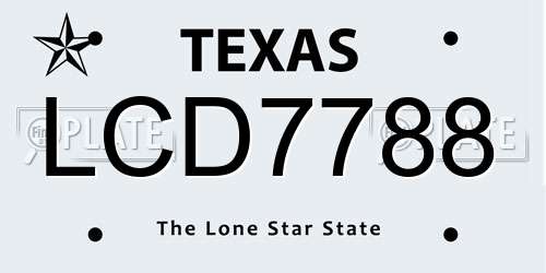 LCD7788 Texas License Plate