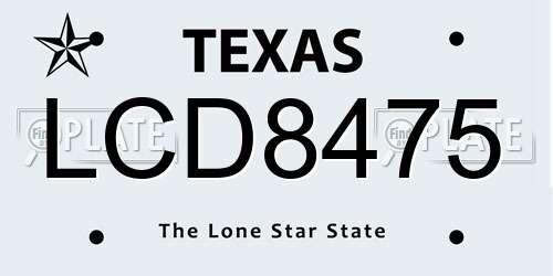 LCD8475 Texas License Plate