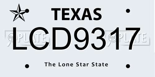 LCD9317 Texas License Plate