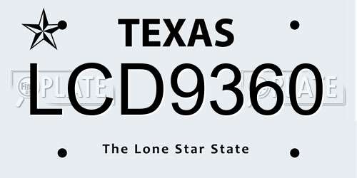 LCD9360 Texas License Plate