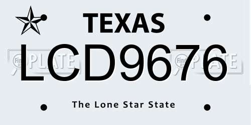 LCD9676 Texas License Plate