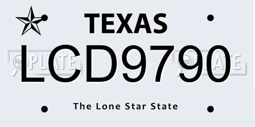 LCD9790 Texas License Plate