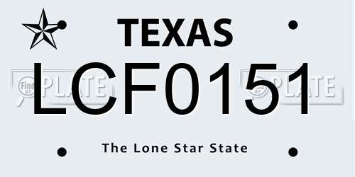 LCF0151 Texas License Plate