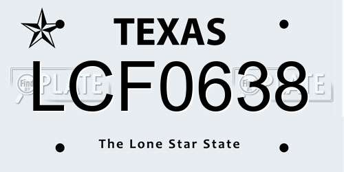 LCF0638 Texas License Plate