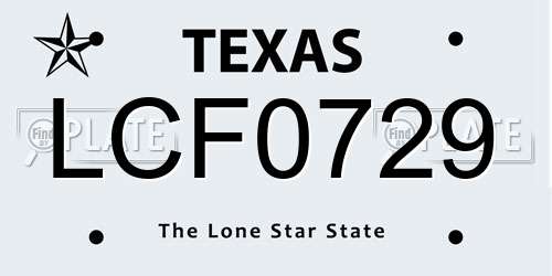 LCF0729 Texas License Plate