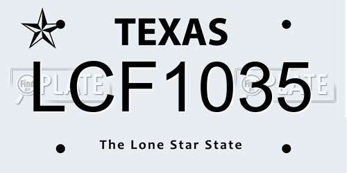 LCF1035 Texas License Plate