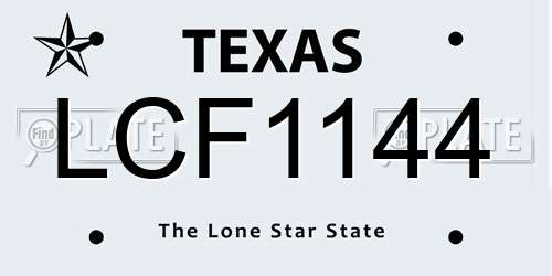 LCF1144 Texas License Plate