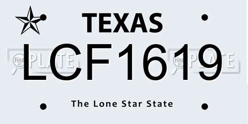 LCF1619 Texas License Plate