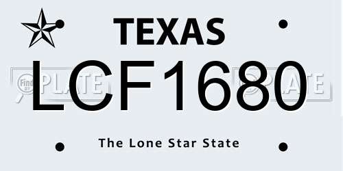 LCF1680 Texas License Plate