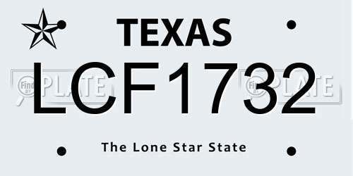 LCF1732 Texas License Plate