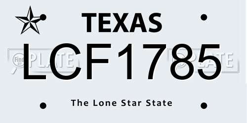 LCF1785 Texas License Plate