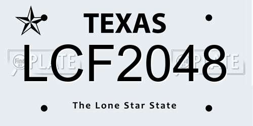 LCF2048 Texas License Plate