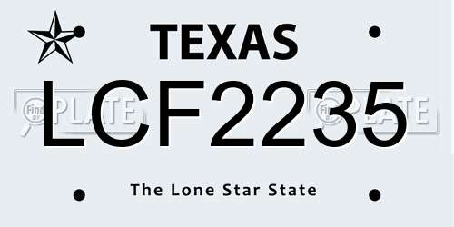 LCF2235 Texas License Plate
