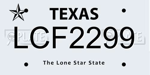 LCF2299 Texas License Plate