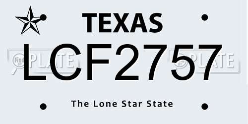 LCF2757 Texas License Plate