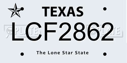 LCF2862 Texas License Plate