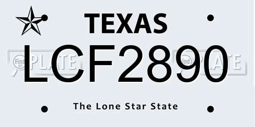 LCF2890 Texas License Plate