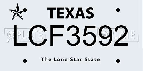 LCF3592 Texas License Plate
