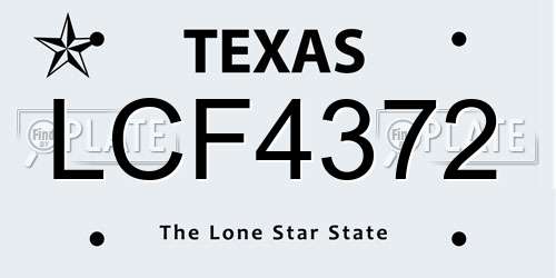 LCF4372 Texas License Plate