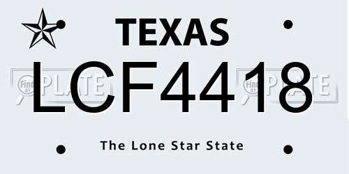 LCF4418 Texas License Plate