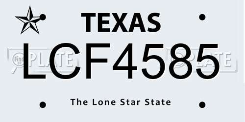 LCF4585 Texas License Plate