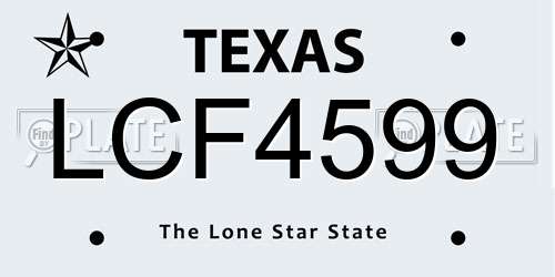 LCF4599 Texas License Plate