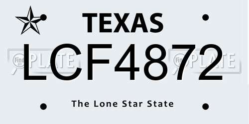 LCF4872 Texas License Plate
