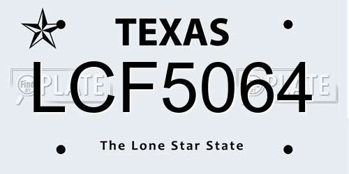 LCF5064 Texas License Plate