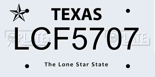 LCF5707 Texas License Plate
