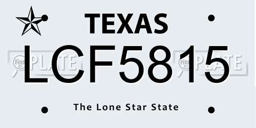 LCF5815 Texas License Plate
