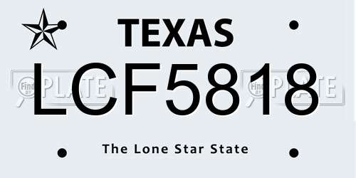 LCF5818 Texas License Plate