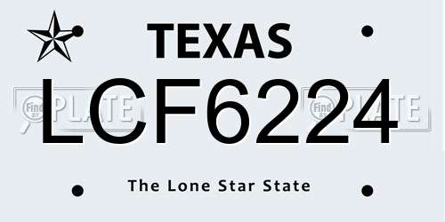 LCF6224 Texas License Plate