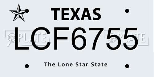 LCF6755 Texas License Plate