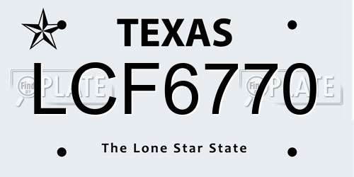 LCF6770 Texas License Plate
