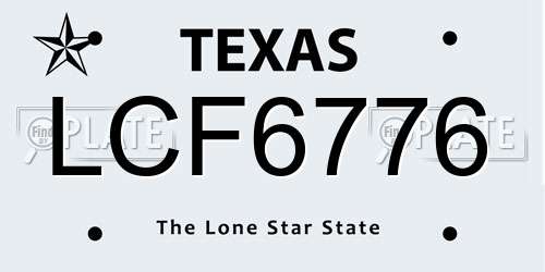 LCF6776 Texas License Plate