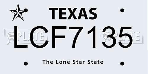 LCF7135 Texas License Plate