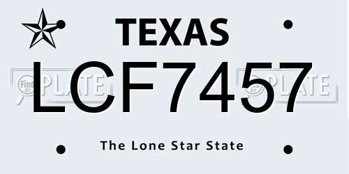 LCF7457 Texas License Plate