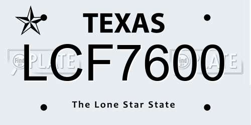 LCF7600 Texas License Plate