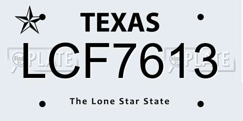 LCF7613 Texas License Plate