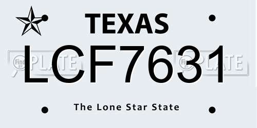 LCF7631 Texas License Plate