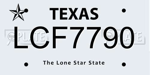 LCF7790 Texas License Plate