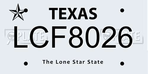 LCF8026 Texas License Plate