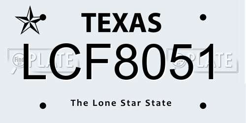 LCF8051 Texas License Plate