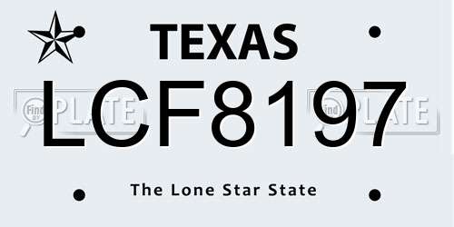 LCF8197 Texas License Plate