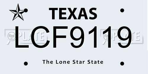 LCF9119 Texas License Plate