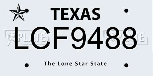 LCF9488 Texas License Plate