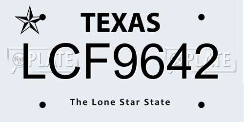 LCF9642 Texas License Plate