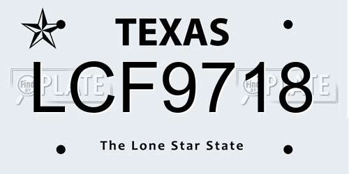 LCF9718 Texas License Plate